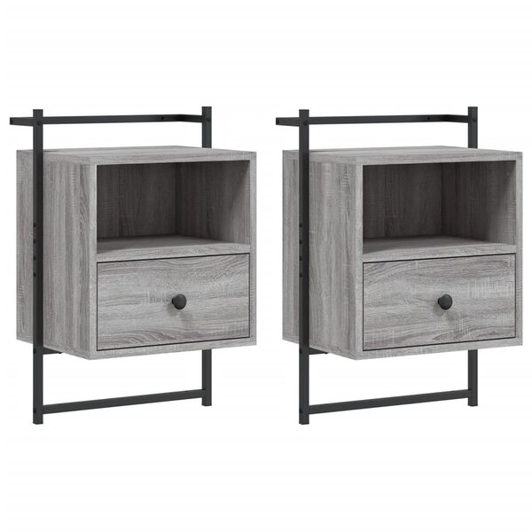 vidaXL Table de chevet murale 2 Pièces sonoma gris 40x30x61 cm