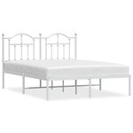 vidaXL Cadre de lit métal avec tête de lit blanc 140x200 cm