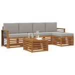 vidaXL Ensemble de canapés d'extérieur 6 pc Gris Naturel et Clair