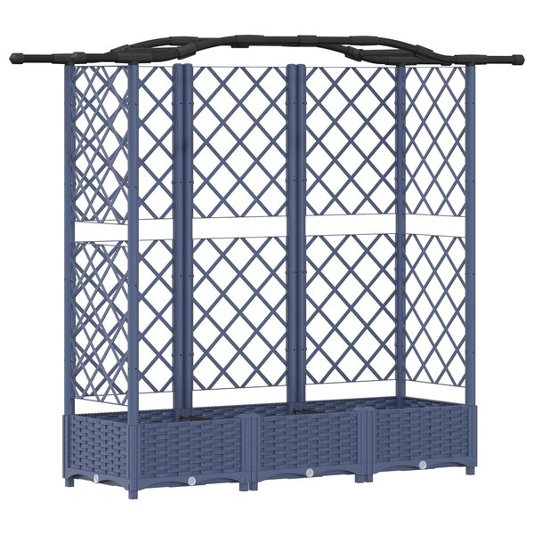 vidaXL Lit Élevé avec Treillis et Toit Gris 163 x 40 x 123 cm PP