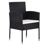 vidaXL Chaises de jardin coussins blanc crème 2Pièces noir résine tressée