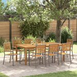 Ensemble salle à manger jardin vidaXL 9 pièces Gris Poly Rotin Acacia