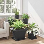 vidaXL Pot de Fleurs Carré 6 pc Noir 43 x 43 x 33 5 cm Plastique