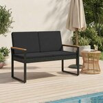 vidaXL Banc extérieur avec coussin Noir 107 x 61 x 80 cm polyrotin
