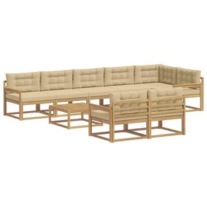 vidaXL Ensemble de canapés d'extérieur 9 pc Blanc et Beige Polyester
