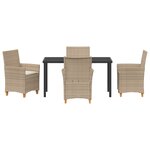 vidaXL Set de dîner de jardin 5 pièces avec coussins Beige Rotin Poly