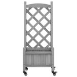 vidaXL Jardinière avec treillis et roues gris bois massif de sapin