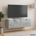 vidaXL Meuble TV mural Gris béton 98 x 31 x 30 cm Bois d'ingénierie