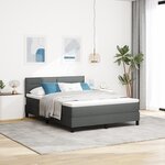 vidaXL Lit à ressorts avec Matelas Gris Foncé 160x200 cm Tissu
