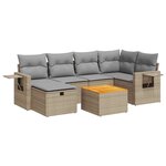 vidaXL Salon de jardin avec coussins 7 Pièces beige résine tressée