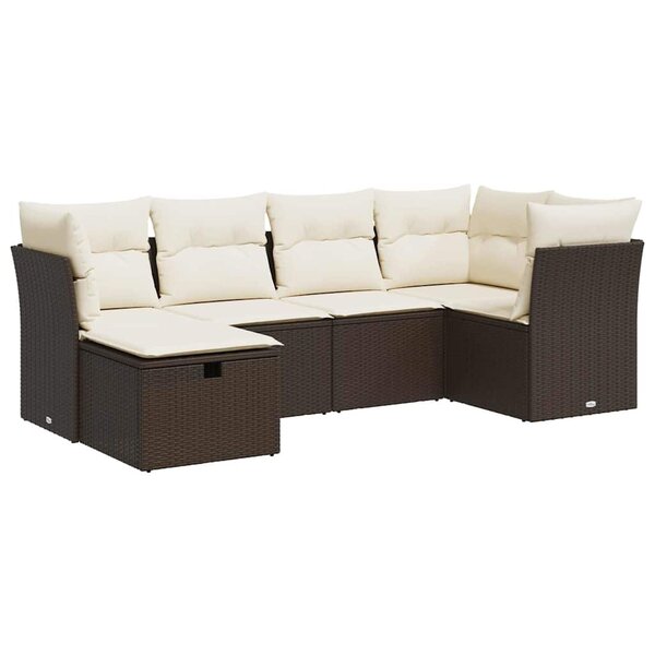 vidaXL Salon de jardin avec coussins 6 Pièces marron résine tressée