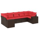 vidaXL Salon de jardin avec coussins 7 Pièces marron résine tressée