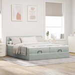 vidaXL Cadre de lit ottoman avec matelas gris clair 200x200 cm velours
