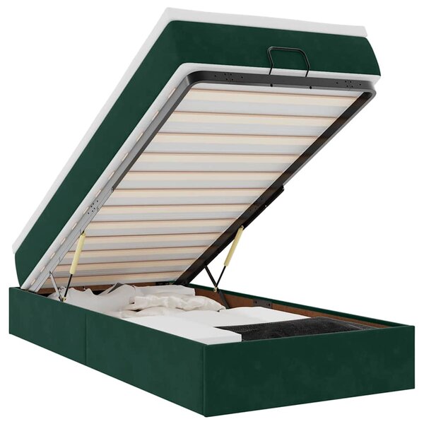 vidaXL Cadre de lit ottoman avec matelas vert foncé 100x200 cm velours