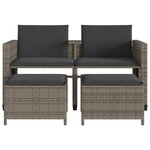 vidaXL Canapé de jardin 2 places avec table et tabourets gris rotin