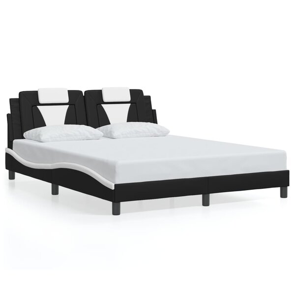 vidaXL Cadre de lit sans matelas noir et blanc 160x200 cm similicuir