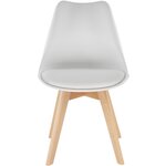 Lot de 6 chaises pieds en bois clair siège de salon cuisine salle à manger design minimaliste épuré ergonomique blanc 08_0000139