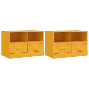 vidaXL Meubles TV 2 Pièces jaune moutarde 67x39x44 cm acier