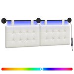 vidaXL Tête de lit suspendue Avec lumière LED Blanc Simili cuir