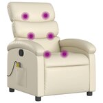 vidaXL Fauteuil de massage inclinable crème similicuir