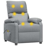 vidaXL Fauteuil de massage Gris clair Tissu
