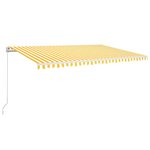 vidaXL Auvent automatique capteur de vent LED 500x350cm Jaune et blanc