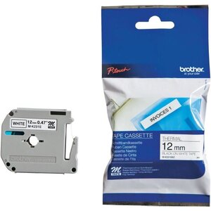 cassette M-K231S 12mm x 4m Noir sur Blanc BROTHER