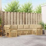 vidaXL Ensemble de canapés d'extérieur 6 pc Blanc et Beige Polyester