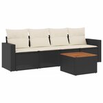 vidaXL Salon de jardin 5 Pièces avec coussins noir résine tressée