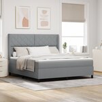 vidaXL Lit à ressorts avec matelas et lumière LED grise clair 180x200 cm en tissu