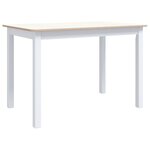 vidaXL Table à manger Blanc et marron 114x71x75 cm Bois d'hévéa massif