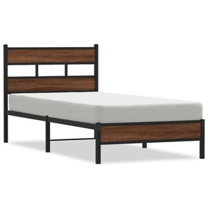 vidaXL Cadre de lit sans matelas chêne marron 75x190cm bois ingénierie