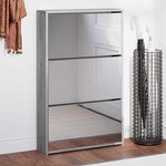 vidaXL Armoire à chaussures miroir 3 niveaux Sonoma gris 63x17x102 5cm