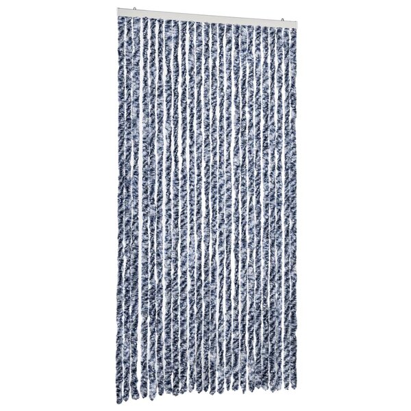 vidaXL Rideau anti-mouches bleu et blanc 100x200 cm chenille