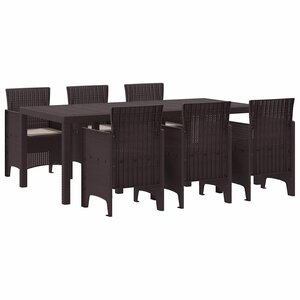 vidaXL Ensemble de salle à manger pour jardin 7 Pièces Marron Rattan Polt