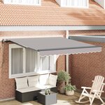 vidaXL Auvent Rétractable Gris clair 350 x 250 cm Tissu et Aluminium