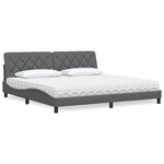 vidaXL Lit avec matelas gris foncé 200x200 cm tissu