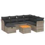 vidaXL Salon de jardin 8 Pièces avec coussins gris résine tressée