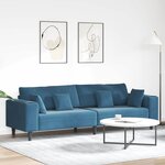 vidaXL Canapé en velours avec coussin Bleu 208 cm Velours