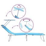 vidaXL Transat 2-personne 2 Pièces Bleu 58 x 188 x 77cm tissu