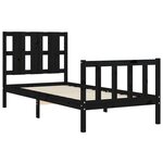 vidaXL Cadre de lit avec tête de lit noir petit simple bois massif