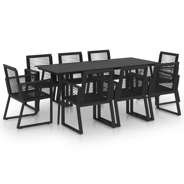 vidaXL Ensemble à dîner d'extérieur 9 Pièces Rotin PVC Noir