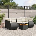 vidaXL Salon de jardin 7 Pièces avec coussins noir résine tressée
