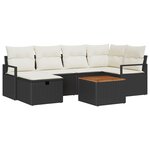 Canapés de Jardin 7 Pièces avec Coussins Noir Poly Rotin