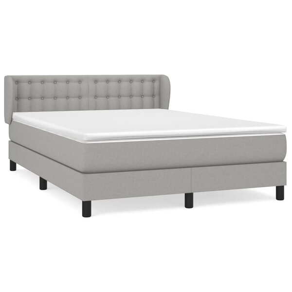 vidaXL Sommier à lattes de lit avec matelas Gris clair 140x200cm Tissu