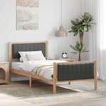 vidaXL Cadre de lit avec tête de lit marron et gris foncé 90 x 200 cm