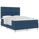 vidaXL Lit Box Spring avec Matelas Bleu 160x200 cm Tissu