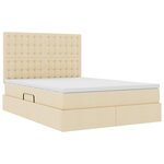 vidaXL Lit de rangement LED avec matelas Crème 140 x 190 cm Tissu