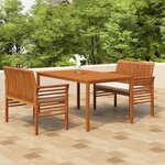vidaXL Ensemble à manger d'extérieur 3 Pièces et coussins Acacia solide