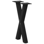 vidaXL Pieds de table basse en forme de X  2 pièces  noir  28 x (42-43) cm  acier